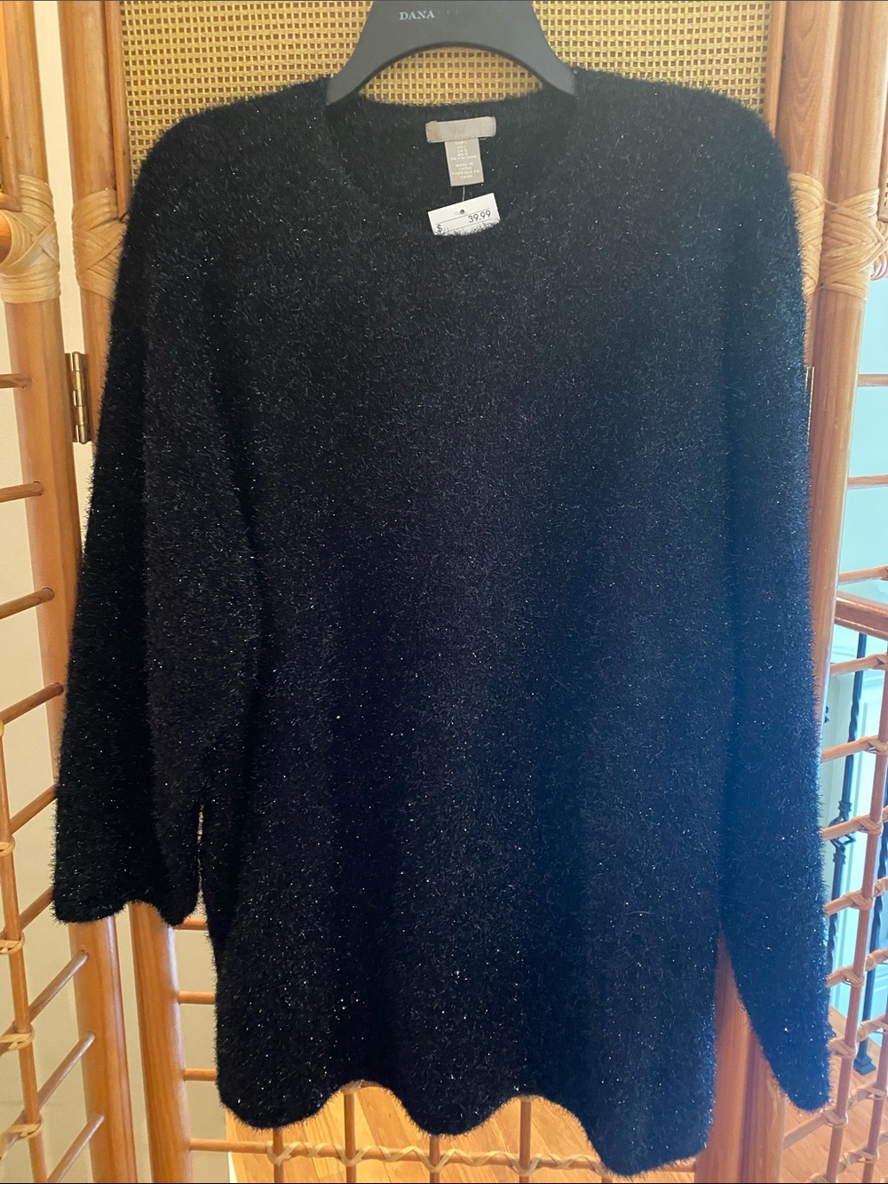 H&M Black Fuzzy Crewneck Sweater